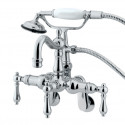 Kingston Brass CC1302T1 Vintage 3-3/8" - 9" Adjustable Center Wall Mount Clawfoot Tub Filler w/ metal levers