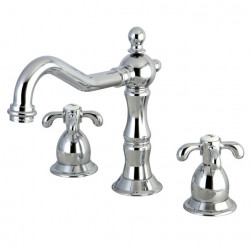 Kingston Brass KS197 French Country Two Handle 8" to 14" Widespread Lavatory Faucet w/ Brass Pop-up