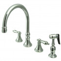 Kingston Brass KS279 Governor 8" Deck Mount Kitchen Faucet w/ matching Brass Sprayer