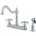 Kingston Brass KB175 French Country Double Handle 8" Centerset Kitchen Faucet w/ Matching Sprayer