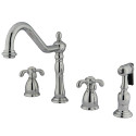 Kingston Brass KB1791TXBS French Country Double Handle Widespread Kitchen Faucet