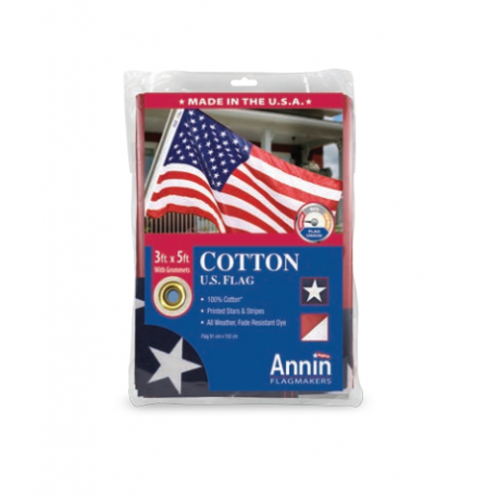 Annin Flagmakers 001124R Cotton U.S. Flag, 3 x 5-ft