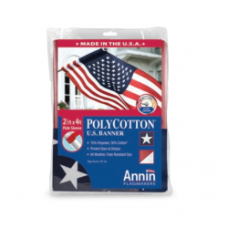 Annin Flagmakers 021880R Polycotton U.S. Banner, 2-1/2 x 4-ft.