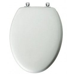BEMIS Mfg. Co. 144CP 000 Elongated Molded Wood Toilet Seat, STA-TITE Chrome Hinge, White