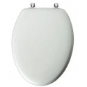 BEMIS 144CP 000 Elongated Molded Wood Toilet Seat, STA-TITE Chrome Hinge, White