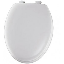 BEMIS Mfg. Co. 144ECA 000 Elongated Molded Wood Toilet Seat, Easy-Clean & Change Hinge, White