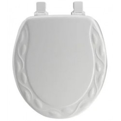 BEMIS Mfg. Co. 34EC 000 Round Molded Wood Toilet Seat, Easy-Clean & Change Hinge, STA-TITE , Ivy Design, White