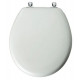 BEMIS Mfg. Co. 44CP 000 Round Molded Wood Toilet Seat, Chrome Hinge, White