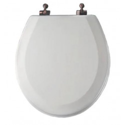 BEMIS Mfg. Co. 44OR 000 Round Molded Wood Toilet Seat, Oil-Rubbed Bronze Hinge, STA-TITE , White