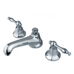 Kingston Brass KS446 Naples Two Handle 8" to 16" Widespread Lavatory Faucet w/ Brass Pop-up & NL lever handles