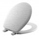BEMIS Mfg. Co. 37SLOW 000 Toilet Seat, Round, White Wood, Geometric Design