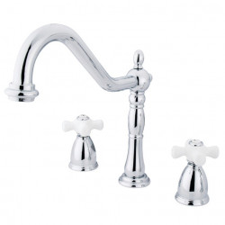 Kingston Brass KB179 Heritage 8" Center Kitchen Faucet w/porcelain cross handles