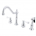 Kingston Brass KB179 Heritage 8" Widespread Kitchen Faucet w/ Brass Sprayer & lever handles
