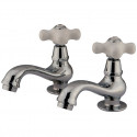 Kingston Brass KS1101PX Heritage Twin Handle Basin Faucet Set w/ porcelain cross handles