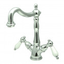 Kingston Brass KS1498PL Heritage Two Handle Vessel Sink Faucet w/ Optional Cover Plate & porcelain lever handles