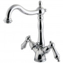 Kingston Brass KS1432AL Heritage Two Handle Mono Deck Lavatory Faucet w/ Brass Pop-up & AL lever handles