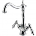 Kingston Brass KS143 Heritage Two Handle Mono Deck Lavatory Faucet w/ Brass Pop-up & AL lever handles