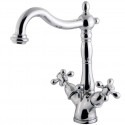 Kingston Brass KS1438AX Heritage Two Handle Mono Deck Lavatory Faucet w/ Brass Pop-up & AX cross handles