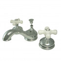 Kingston Brass KS1160PX Heritage Two Handle 8" to 16" Widespread Lavatory Faucet w/ Brass Pop-up & porcelain cross handles