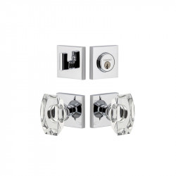 Viaggio QADSTA Quadrato Rosette Entry Set with Stella Crystal Knob and Matching Deadbolt