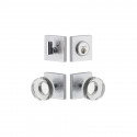 Viaggio QADMLNCLC Quadrato Linen Rosette Entry Set with Circolo Crystal Knob and Matching Deadbolt