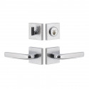 Viaggio QADMLTBLL Quadrato Leather Rosette Entry Set with Bella Lever and Matching Deadbolt