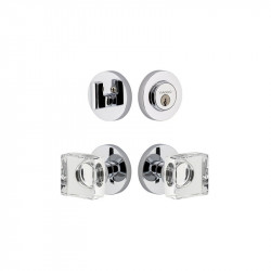 Viaggio CLOQDC Circolo Rosette Entry Set with Quadrato Crystal Knob and Matching Deadbolt