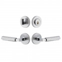 Viaggio CLOMLNCON-REB Circolo Linen Rosette Entry Set with Contempo Rebar Lever and Matching Deadbolt