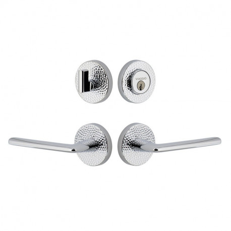 Viaggio CLOMHMBRZ Circolo Hammered Rosette Entry Set with Brezza Lever and Matching Deadbolt