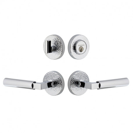 Viaggio CLOMHMCON-STH Circolo Hammered Rosette Entry Set with Contempo Smooth Lever and Matching Deadbolt