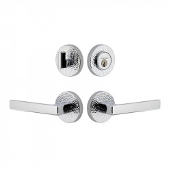 Viaggio CLOMHMLUS Circolo Hammered Rosette Entry Set with Lusso Lever and Matching Deadbolt