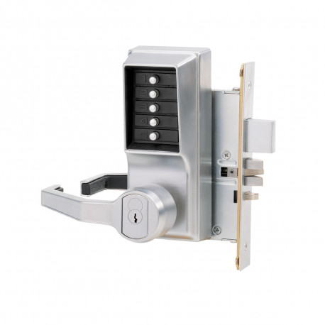 Kaba 814LR8B3 Mortise Lock w/ Lever, Combination Entry, Key Override, Passage
