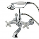 Kingston Brass CC560T1 Wall Mount Clawfoot Tub Filler With Hand Shower,Porcelain Cross