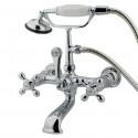 Kingston Brass CC557T8 Wall Mount Clawfoot Tub Filler With Hand Shower,Metal Cross