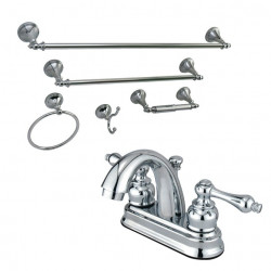 Kingston Brass KBK561 4" Centerset Faucets w/ 5 Pieces Bathroom Hardware