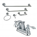 Kingston Brass KBK5615AL 4" Centerset Faucets w/ 5 Pieces Bathroom Hardware