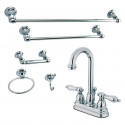 Kingston Brass KBK3618AL 4" Centerset Faucets w/ 5 Pieces Bathroom Hardware