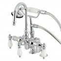 Kingston Brass CC615T5 Deck Mount Clawfoot Tub Filler With Hand Shower,Porcelain Lever