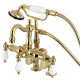 Kingston Brass CC601 Deck Mount Clawfoot Tub Filler With Hand Shower,Porcelain Lever