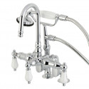 Kingston Brass CC617T5 Deck Mount Clawfoot Tub Filler With Hand Shower,H & C Porcelain Lever