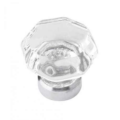Belwith Keeler B076570-GLCH Luster Cabinet Knob, 1 1/2" Diameter, Glass w/ Chrome