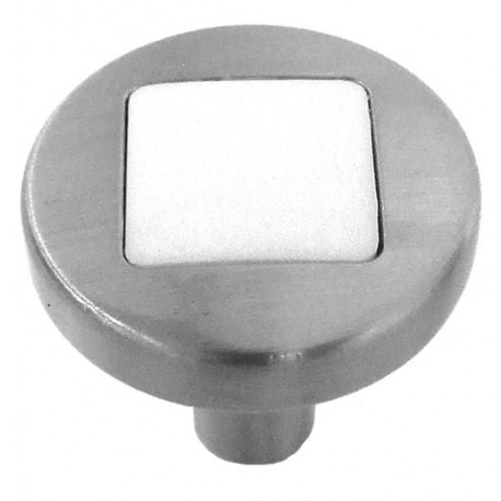 Hickory Hardware P3440-SNWM Loft Cabinet Knob, 1" Diameter, Satin Nickel w/White Matte