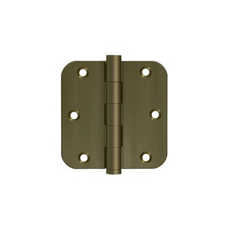 Deltana DSB35R510AN-R 3-1/2" x 3-1/2" x 5/8" Radius Hinge, Solid Brass, Pair