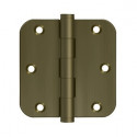 Deltana DSB35R510AN-R 3-1/2" x 3-1/2" x 5/8" Radius Hinge, Solid Brass, Pair