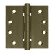 Deltana DSB4N 4" x 4" Square Hinge, NRP, Solid Brass, Pair