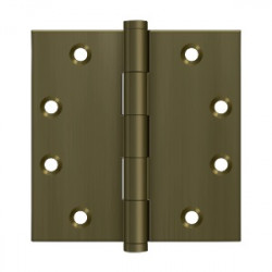 Deltana DSB4510AN 4-1/2" x 4-1/2" Square Hinge, Solid Brass, Pair