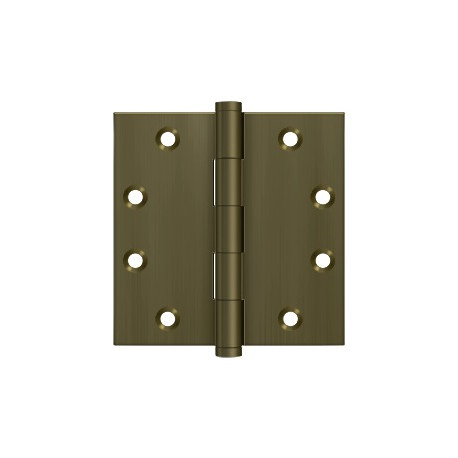 Deltana DSB4510AN 4-1/2" x 4-1/2" Square Hinge, Solid Brass, Pair