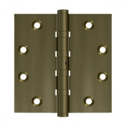 Deltana DSB45NB10AN 4-1/2" x 4-1/2" Square Hinge, Ball Bearing, NRP, Solid Brass, Pair
