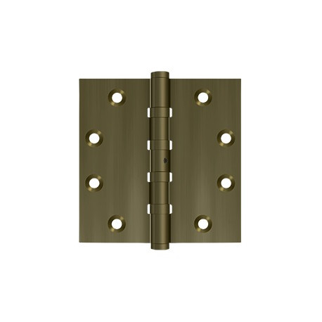 Deltana DSB45NB10AN 4-1/2" x 4-1/2" Square Hinge, Ball Bearing, NRP, Solid Brass, Pair