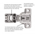 Hickory Hardware HH74718-14 Concealed Self-Closing Cabinet Hinge, Polished Nickel, 1-1/4" Overlay